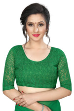 Womens Green Color Georgette Saree With Plain Work