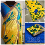 Womens Yellow Color Japan Crape Saree With Sequences Work
