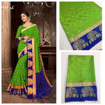Womens Green Color Marquriy silk Saree With Blouse