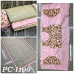 Womens Pink Color Chanderi Cotton Saree With Embroidery Sequence Work