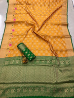 Womens Musturd Color Patola Silk Saree With Zari Work
