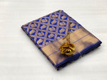 Womens Blue Color Banarasi Saree With Heavy Work