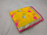 Womens Yellow Color Georgette Saree With Embroidery Work