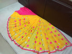Womens Yellow Color Georgette Saree With Embroidery Work