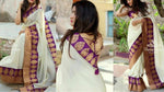 Womens Wine Color Chanderi Cotton Saree With Dori Work