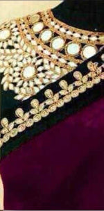 Womens Wine Color Georgette Saree With MirrorBloused Blouse