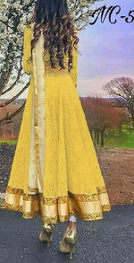 Women Yellow Color Rasal Net Anarkali With Dupatta