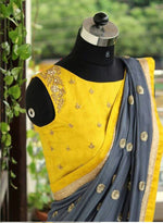 Womens Yellow Color Georgette Saree With Blouse