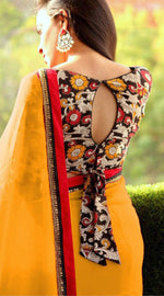 Womens Yellow Color Georgette Saree With Blouse