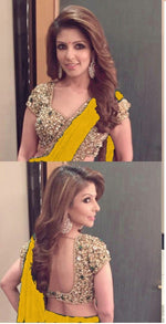Womens Yellow Color GEORGETTE Saree With Blouse