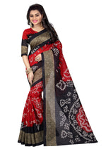 Womens RedBlack Color Bhagalpuri Silk Saree With Blouse