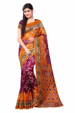 Womens OrangePink Color Bhagalpuri Silk Saree With Blouse