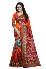 Womens Multi Color Bhagalpuri Silk Saree With Blouse