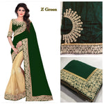 Womens Bottal Green Color Georgette & Heavy Lycra Scut Saree With Blouse