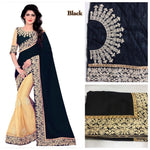Womens Black Color Georgette & Heavy Lycra Scut Saree With Blouse