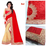 Womens Red Color Georgette & Heavy Lycra Scut Saree With Blouse